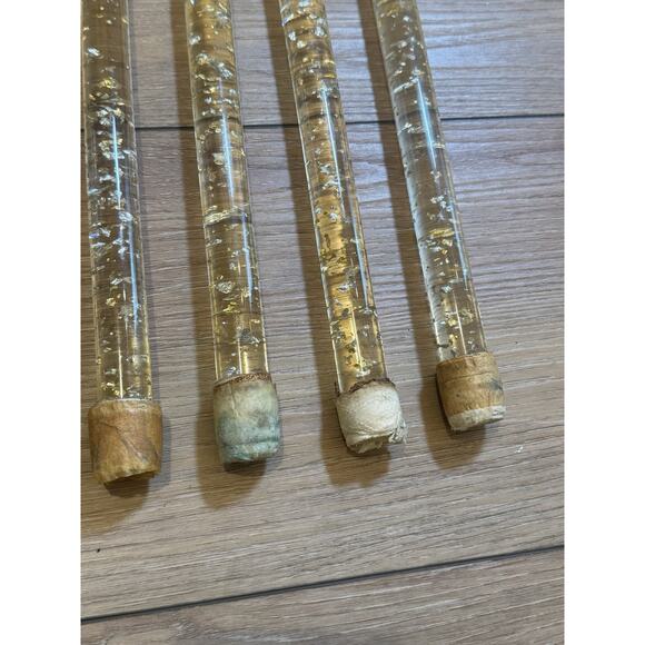 Vintage (5) Lucite 12” MCM Lucite Display Candles Clear With Gold Flecks 1960s - Picture 12 of 16